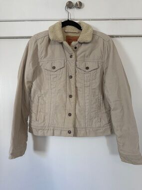 Levi's Women's Sherpa Collar Corduroy Trucker Jacket - Beige Small